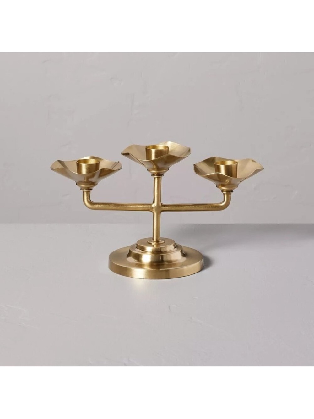 Hearth & Hand Scalloped Brass 3ct Taper Candelabra Antique Finish